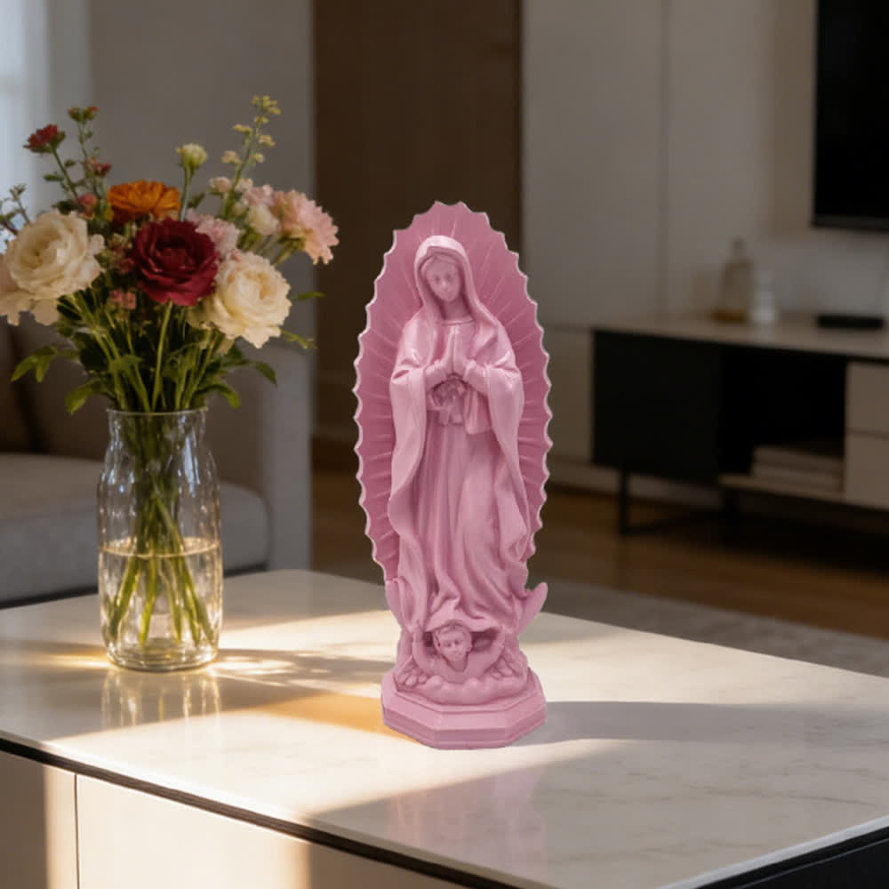 Christianartworkshop Modern Our Lady of Guadalupe Statue: Christian Aesthetic Home Decor - Pink - image 19