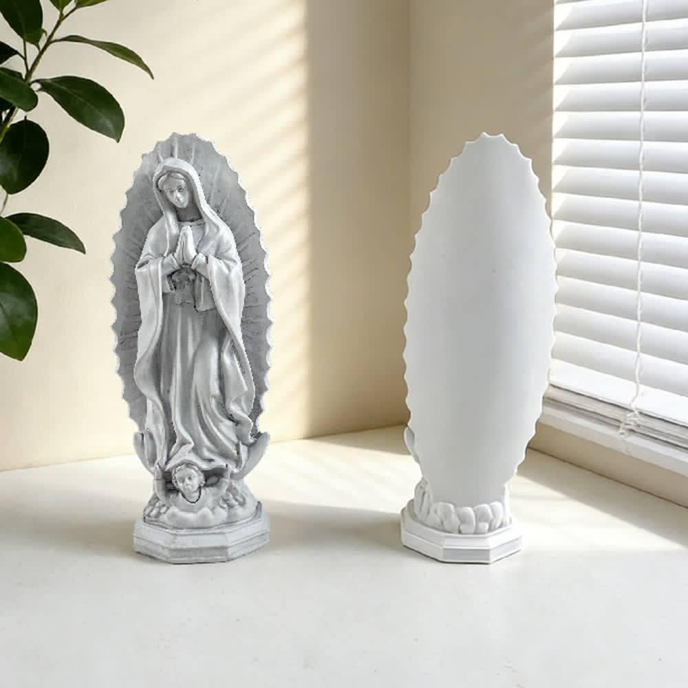Christianartworkshop Modern Our Lady of Guadalupe Statue: Christian Aesthetic Home Decor - Grey - image 6
