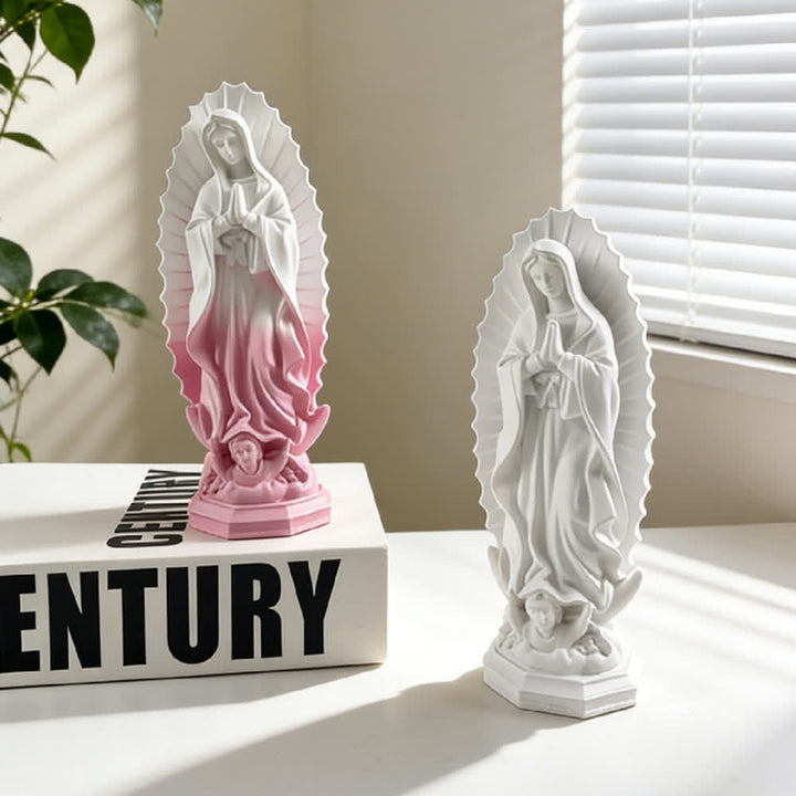 Christianartworkshop Modern Our Lady of Guadalupe Statue: Christian Aesthetic Home Decor - Pink + White - image 20