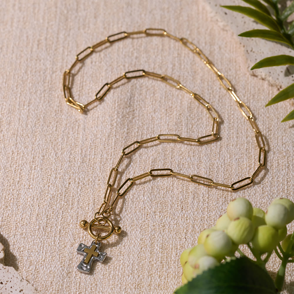 FREE Today: Dual-Tone Textured Cross Chain with OT Clasp: A Token of Divine Connection - image 6
