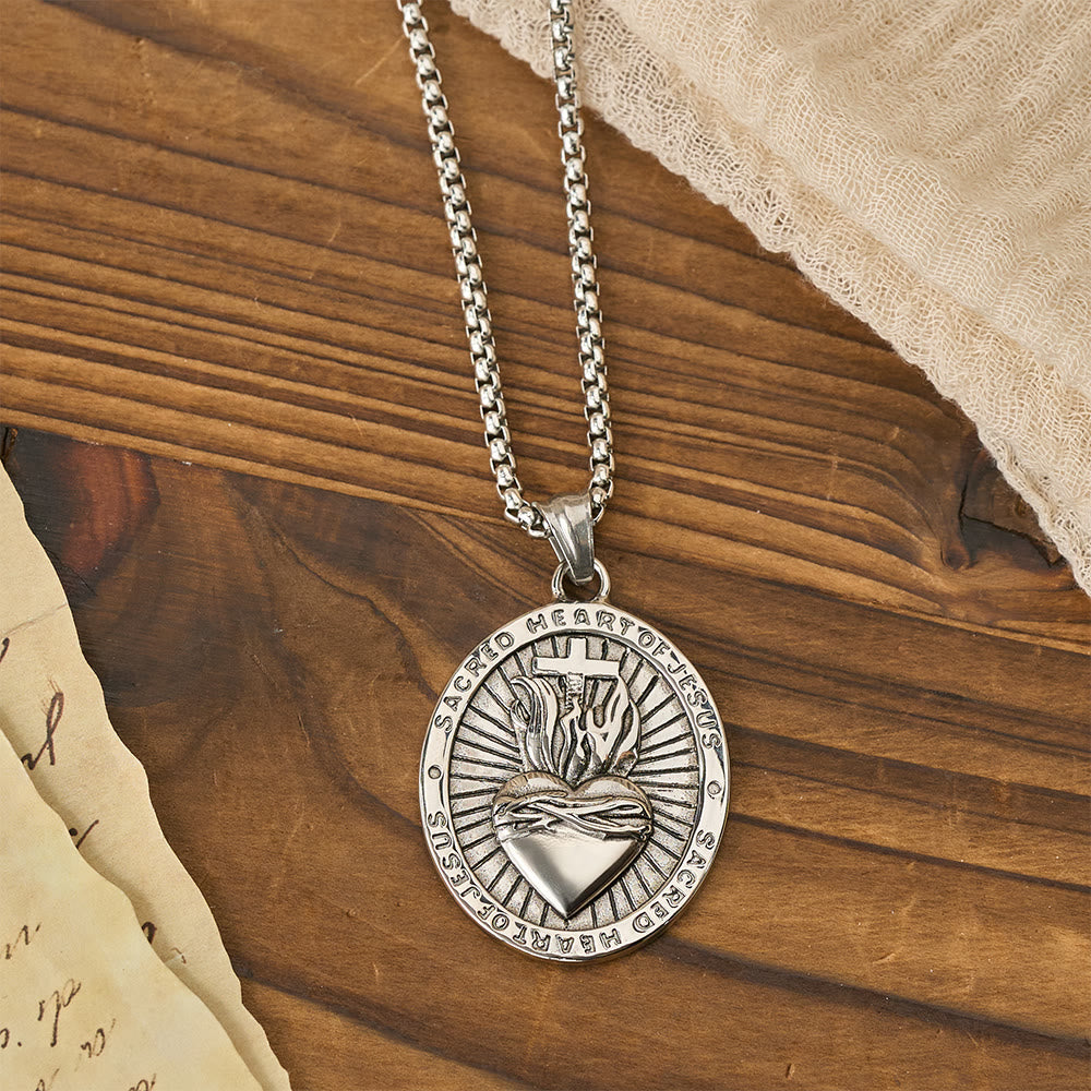 FREE Today: Tri-Color Sacred Heart & Cross Dual-Sided Medallion Necklace: Emblem of Divine Love - image 4