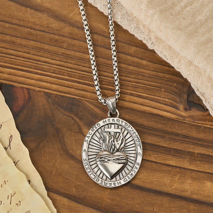 FREE Today: Tri-Color Sacred Heart & Cross Dual-Sided Medallion Necklace: Emblem of Divine Love - image 4