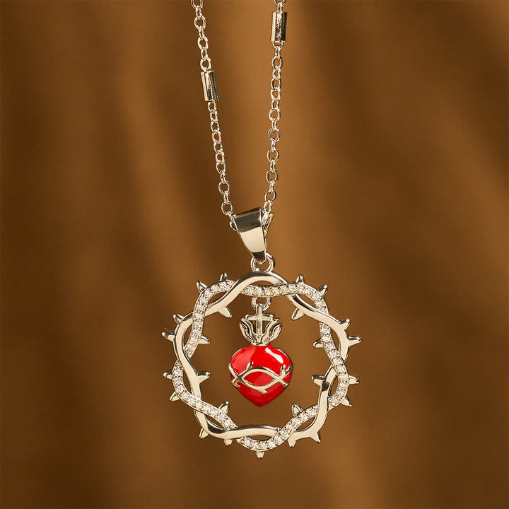 FREE Today: Thorn-Wreathed Sacred Heart Dual-Tone Necklace: Emblem of Divine Love - image 6