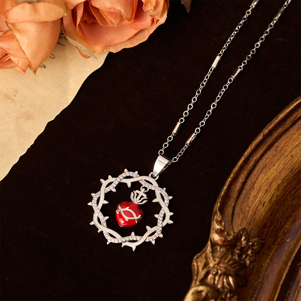 FREE Today: Thorn-Wreathed Sacred Heart Dual-Tone Necklace: Emblem of Divine Love - image 4
