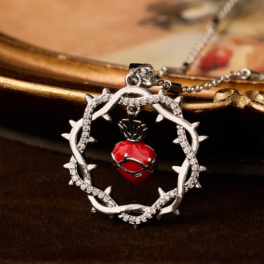 FREE Today: Thorn-Wreathed Sacred Heart Dual-Tone Necklace: Emblem of Divine Love - image 3