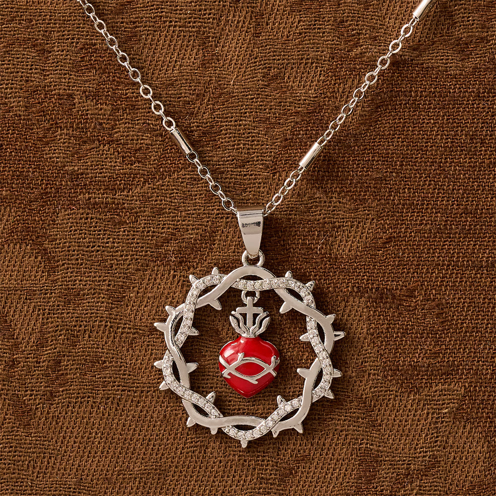 FREE Today: Thorn-Wreathed Sacred Heart Dual-Tone Necklace: Emblem of Divine Love - image 5