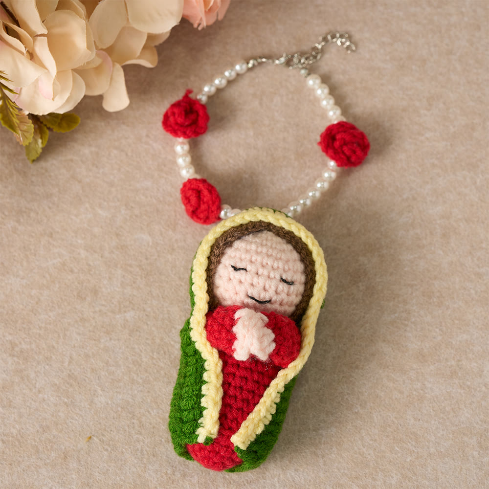 Christianartworkshop Crochet Cute Mary Statue Car Pendant: Emblem of Heavenly Protection - Our Lady A - image 0