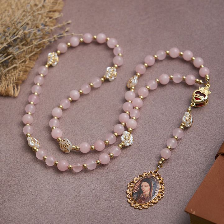 Christianartworkshop Rose Quartz Seven Sorrow Rosary: Emblem of Marian Compassion - image 4