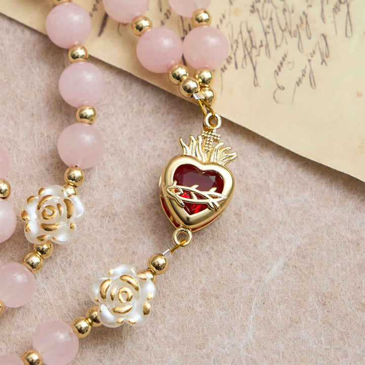 Christianartworkshop Rose Quartz Seven Sorrow Rosary: Emblem of Marian Compassion - image 6