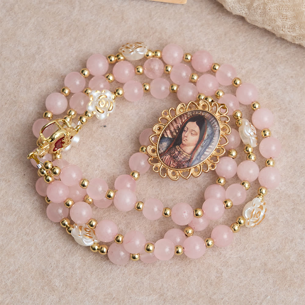 Christianartworkshop Rose Quartz Seven Sorrow Rosary: Emblem of Marian Compassion - image 3
