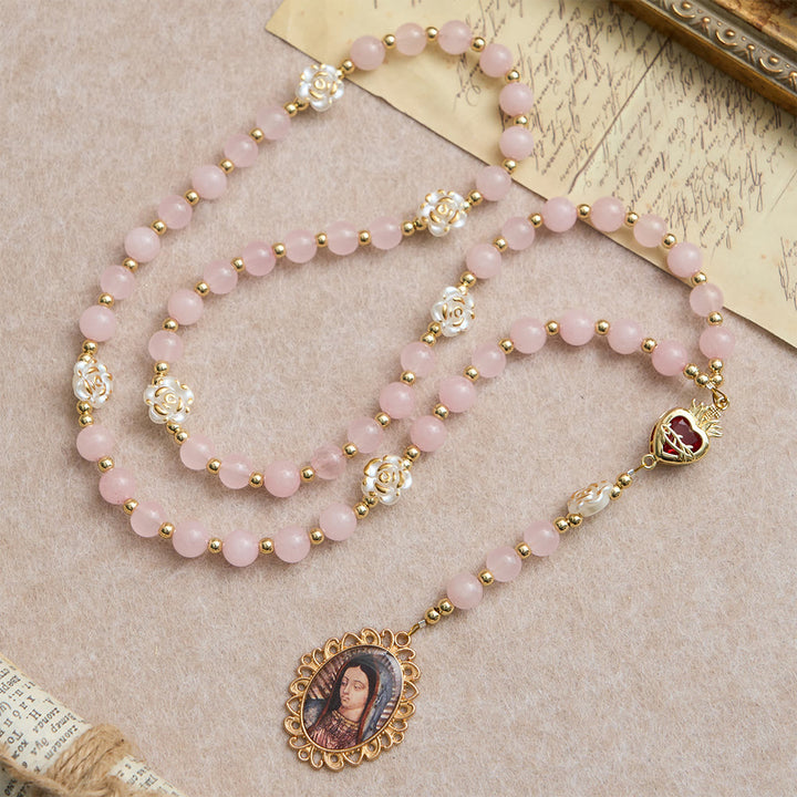 Christianartworkshop Rose Quartz Seven Sorrow Rosary: Emblem of Marian Compassion - image 2