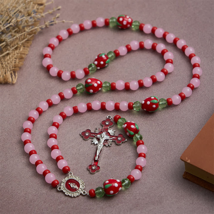 FREE Today: Sweet Strawberry Devotion Rosary with Pink Glass Beads & Our Lady Accents - image 5