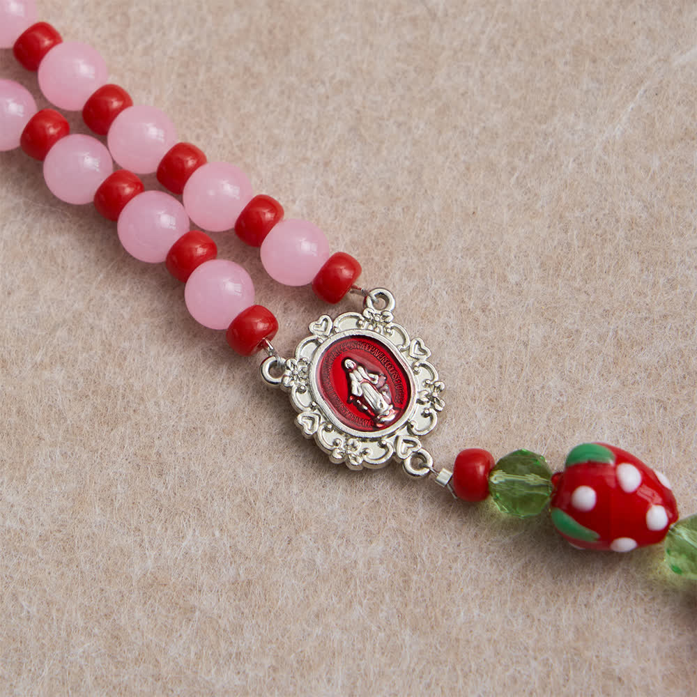FREE Today: Sweet Strawberry Devotion Rosary with Pink Glass Beads & Our Lady Accents - image 7