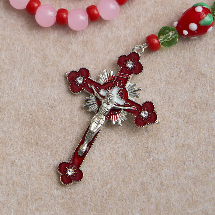 FREE Today: Sweet Strawberry Devotion Rosary with Pink Glass Beads & Our Lady Accents - image 8