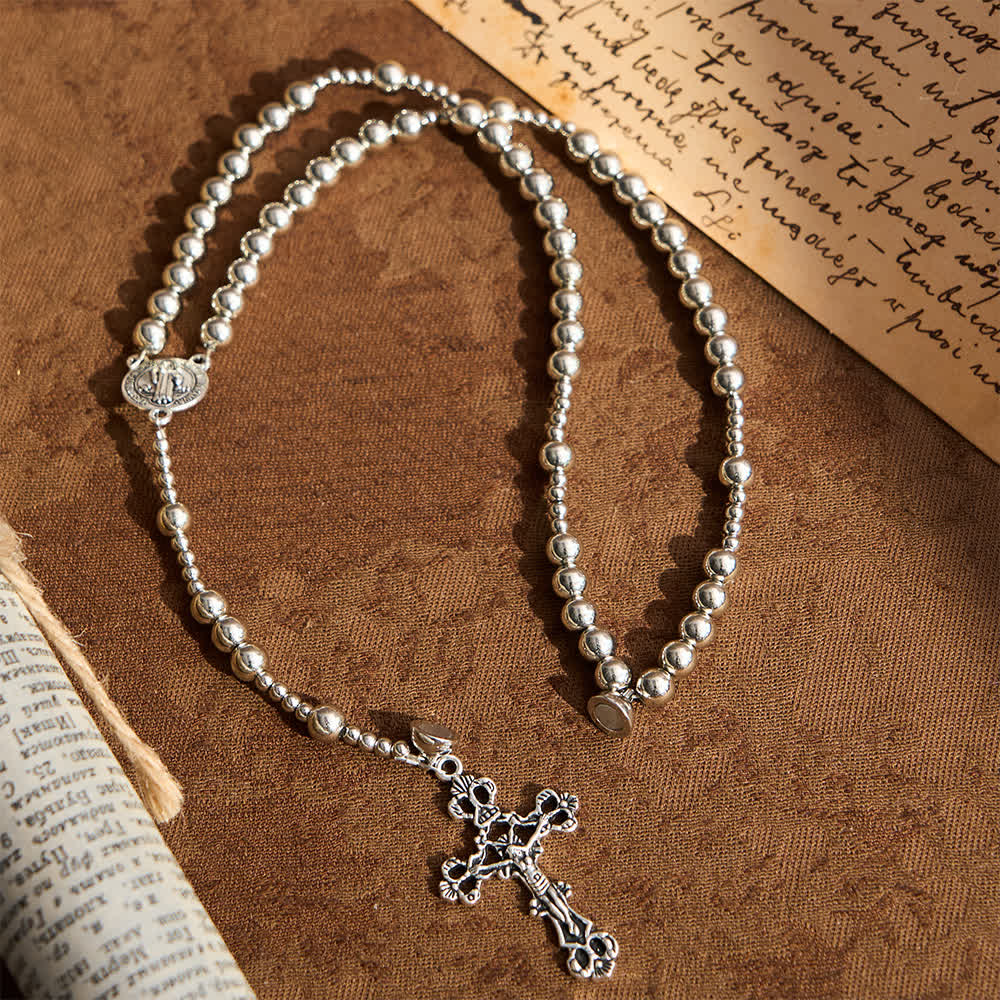 FREE Today: Sacred Silver Tone Magnetic Rosary Bracelet: 2-in-1 Prayer & Bracelet - St. Benedict & Crucifix - image 0
