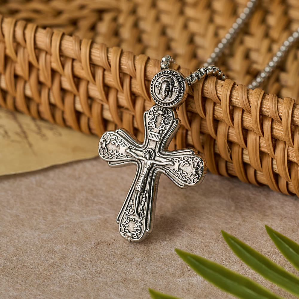 Christianartworkshop Orthodox Crucifix Pendant Necklace: Emblem of Redemption & Sacred Devotion - Silver - image 1