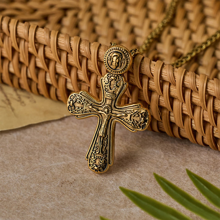 Christianartworkshop Orthodox Crucifix Pendant Necklace: Emblem of Redemption & Sacred Devotion - Golden - image 3