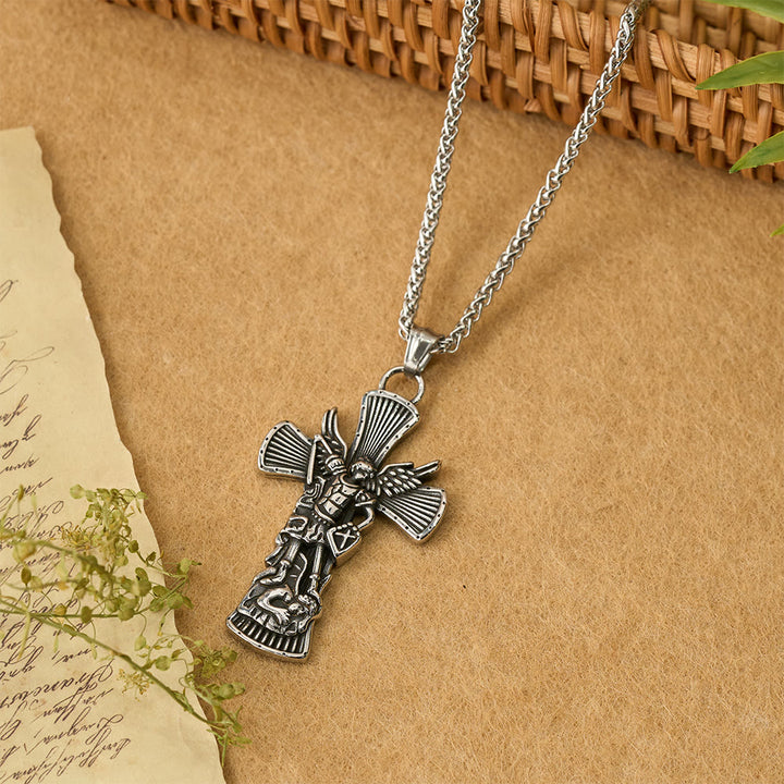 Christianartworkshop St. Michael Archangel Defeating Satan Cross Pendant: Emblem of Divine Protection - image 3