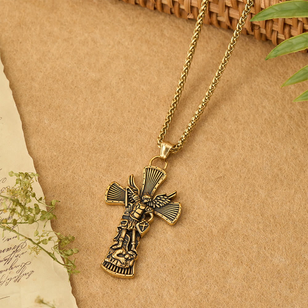 Christianartworkshop St. Michael Archangel Defeating Satan Cross Pendant: Emblem of Divine Protection - image 5