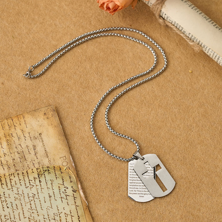 FREE Today: The Lord's Prayer Cross Dog Tag Pendant Necklace: Emblem of Divine Grace & Faith - image 3
