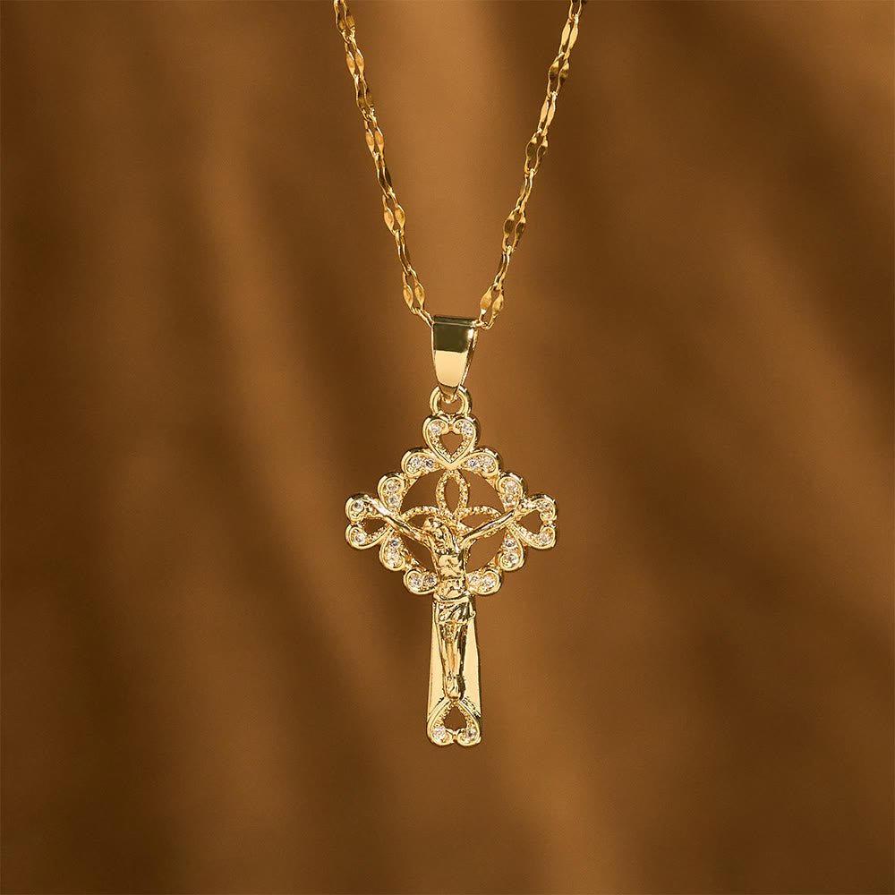 Christianartworkshop CZ-Encrusted Crucifix Key Pendant Necklace: Emblem of Redemptive Grace & Faith - image 1