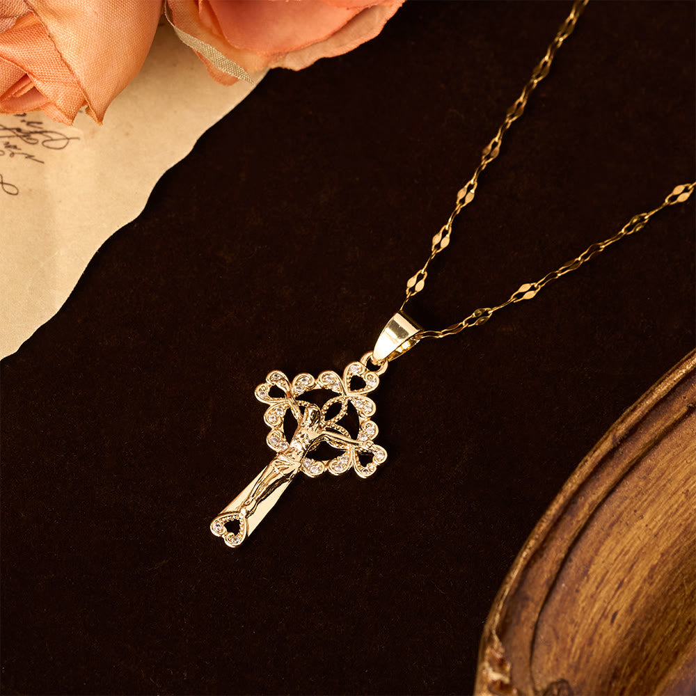 Christianartworkshop CZ-Encrusted Crucifix Key Pendant Necklace: Emblem of Redemptive Grace & Faith - image 3