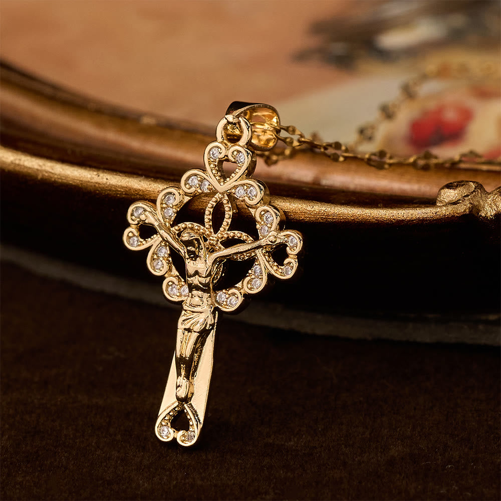 Christianartworkshop CZ-Encrusted Crucifix Key Pendant Necklace: Emblem of Redemptive Grace & Faith - Crucifix - image 0