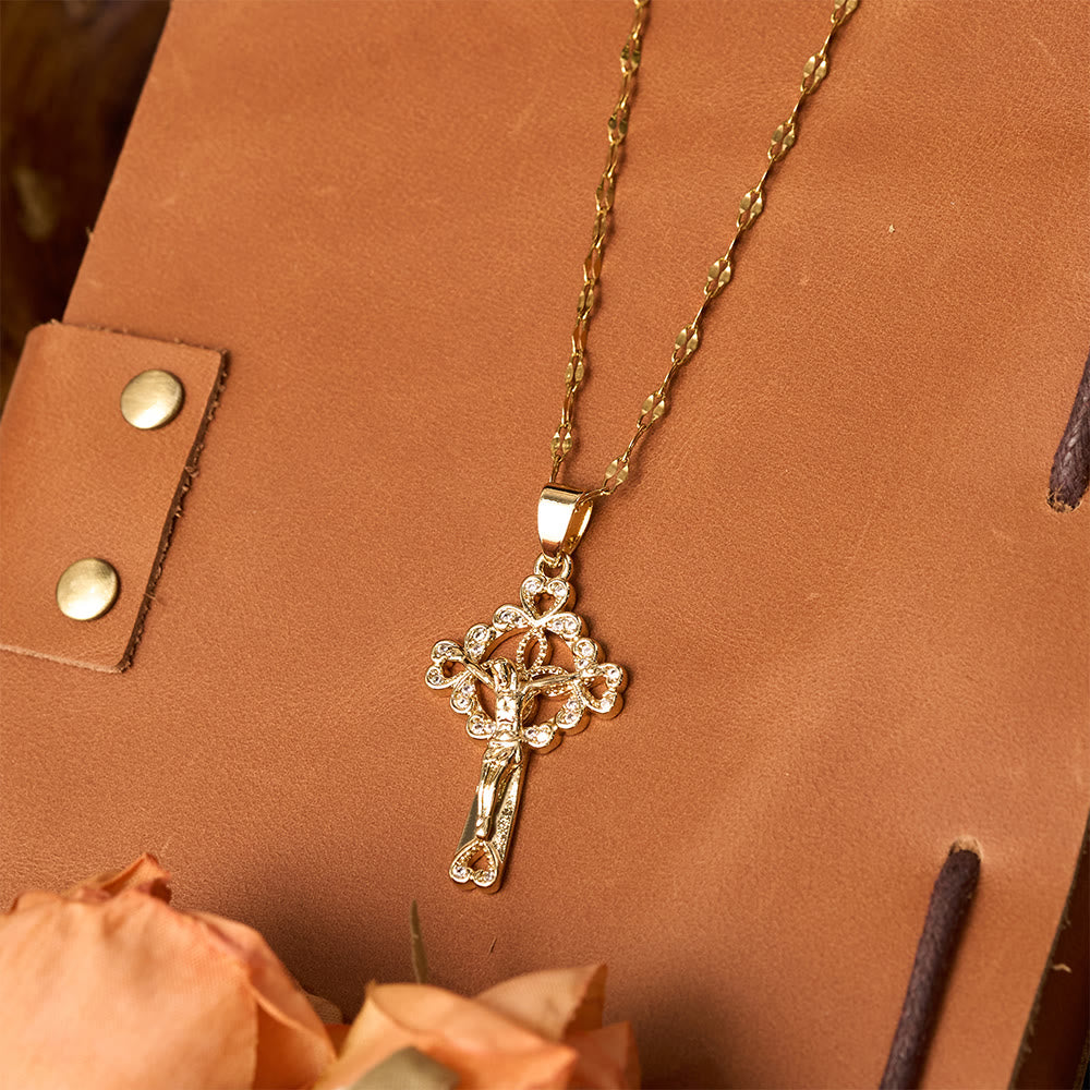 Christianartworkshop CZ-Encrusted Crucifix Key Pendant Necklace: Emblem of Redemptive Grace & Faith - image 4