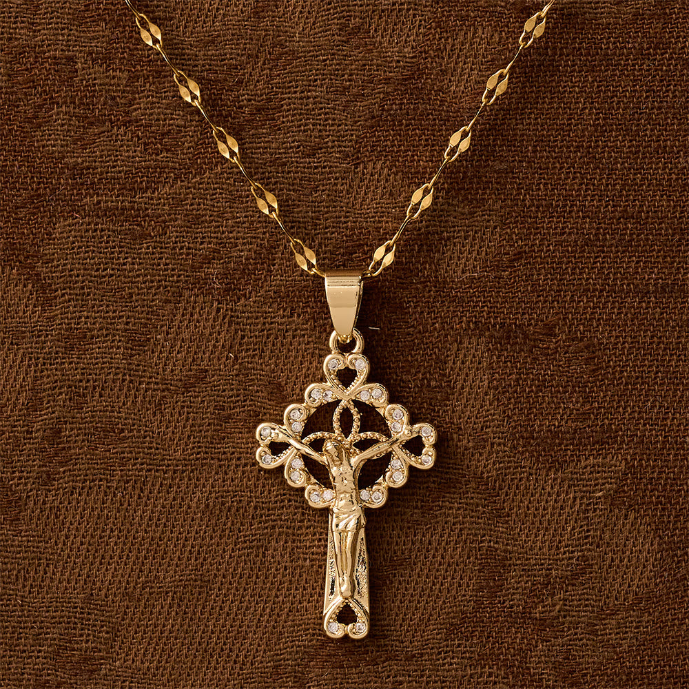 Christianartworkshop CZ-Encrusted Crucifix Key Pendant Necklace: Emblem of Redemptive Grace & Faith - image 2