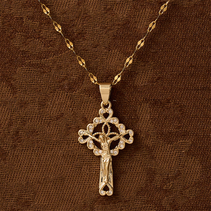 Christianartworkshop CZ-Encrusted Crucifix Key Pendant Necklace: Emblem of Redemptive Grace & Faith - image 2
