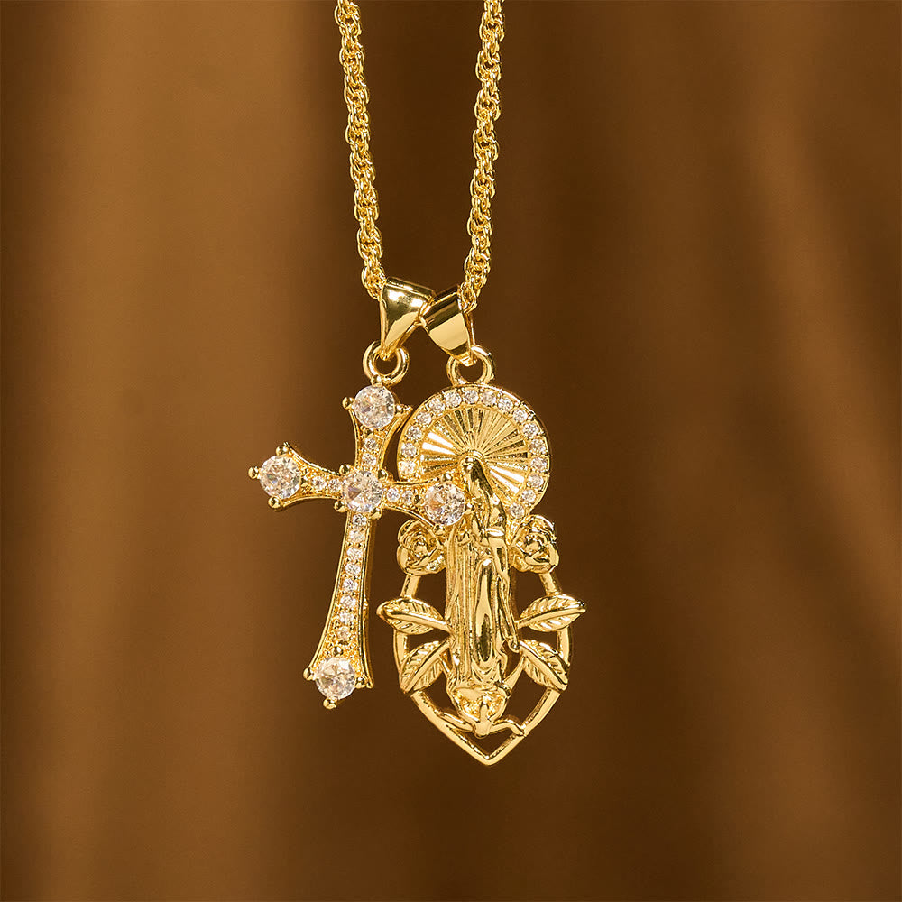 Christianartworkshop Ornate Our Lady & Winged Cross Faith Necklace Set: Emblem of Spiritual Protection - image 5