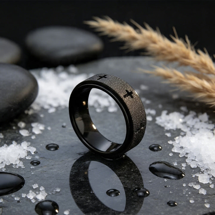 FREE Today: Rotating Cross Spinner Stress-relieving Ring: Emblem of Unshakable Faith - Black - US 11 - image 14