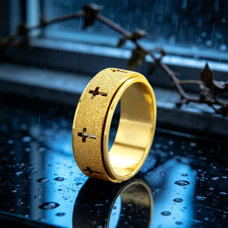 Christianartworkshop Rotating Cross Spinner Stress-relieving Ring: Emblem of Unshakable Faith - Golden - US 11 - image 13