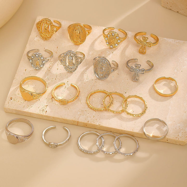 Christianartworkshop Golden & Silver Marian Cross Ring Set: A Token of Heavenly Devotion - image 3
