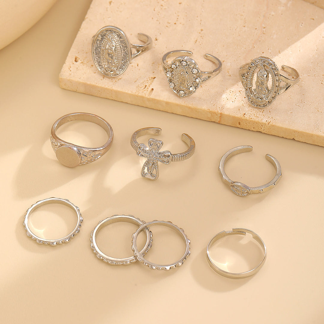 Christianartworkshop Golden & Silver Marian Cross Ring Set: A Token of Heavenly Devotion - image 4