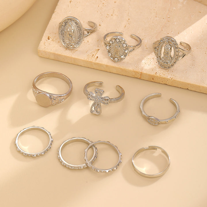 Christianartworkshop Golden & Silver Marian Cross Ring Set: A Token of Heavenly Devotion - image 4