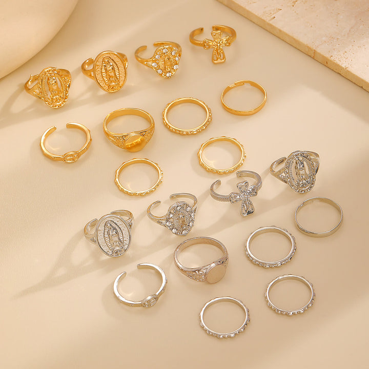 Christianartworkshop Golden & Silver Marian Cross Ring Set: A Token of Heavenly Devotion - image 5