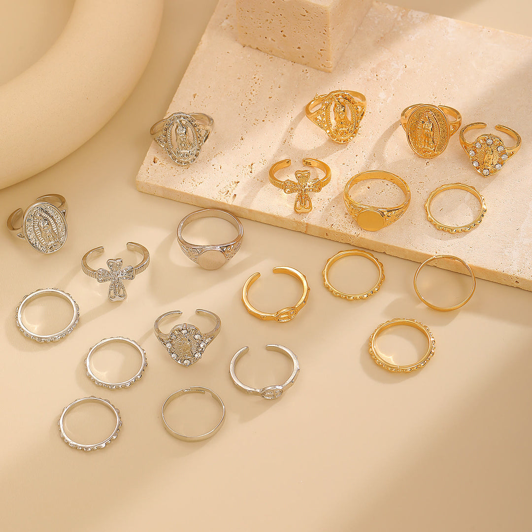 Christianartworkshop Golden & Silver Marian Cross Ring Set: A Token of Heavenly Devotion - image 6