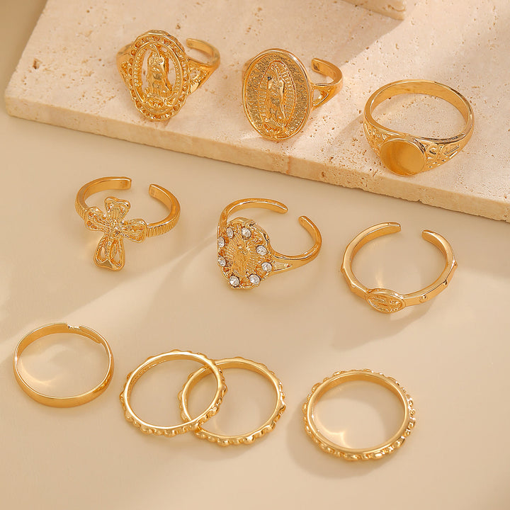 Christianartworkshop Golden & Silver Marian Cross Ring Set: A Token of Heavenly Devotion - image 7