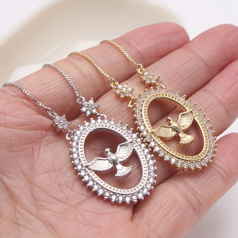 Christianartworkshop Dove Oval CZ Pendant Necklace: Emblem of Divine Peace & Holy Spirit - image 3