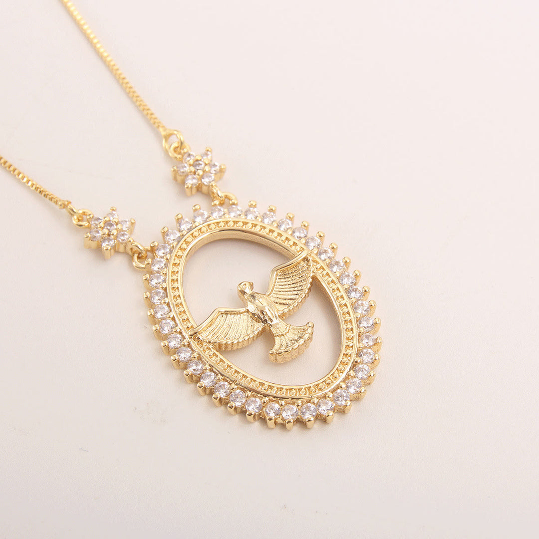 Christianartworkshop Dove Oval CZ Pendant Necklace: Emblem of Divine Peace & Holy Spirit - image 1