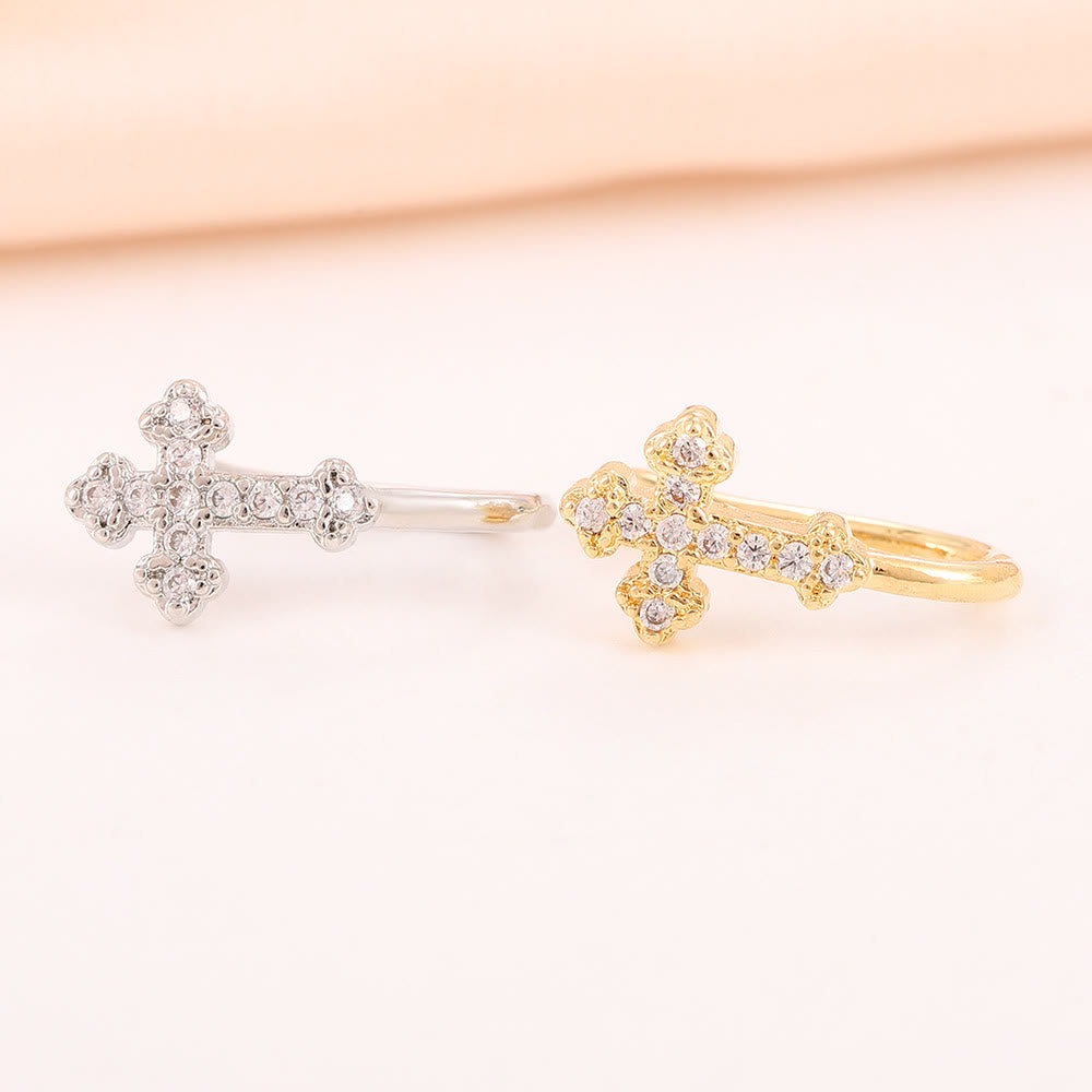 Christianartworkshop Two - Color Sparkling Cross Crystal Nose Ring: Walk in the Path of Sacred Style - image 3
