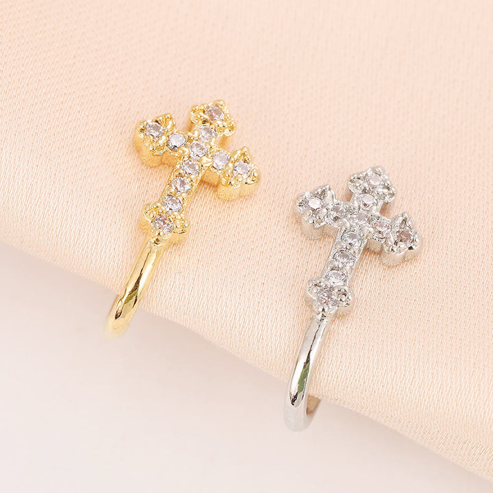 Christianartworkshop Two - Color Sparkling Cross Crystal Nose Ring: Walk in the Path of Sacred Style - image 1