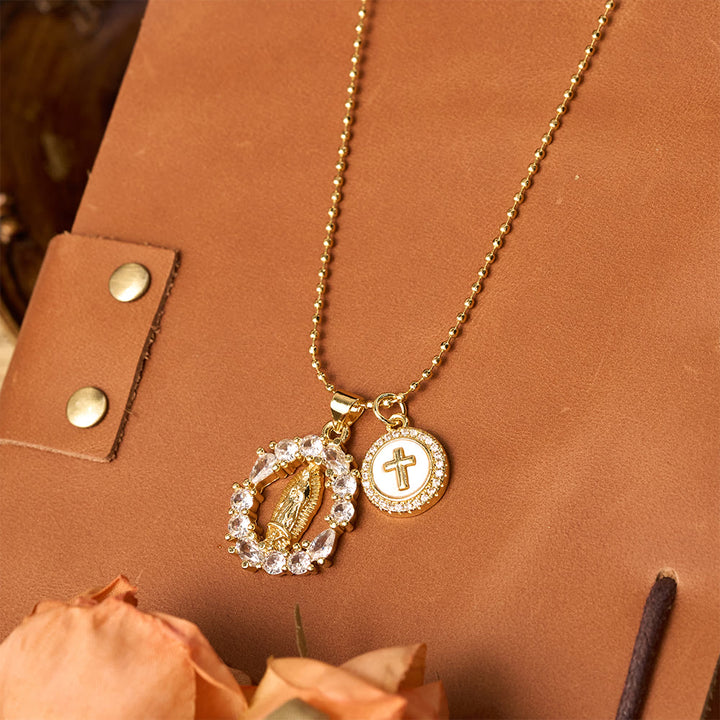 Christianartworkshop Classic Our Lady & Cross CZ Pendant Set: Emblem of Unwavering Devotion - image 4