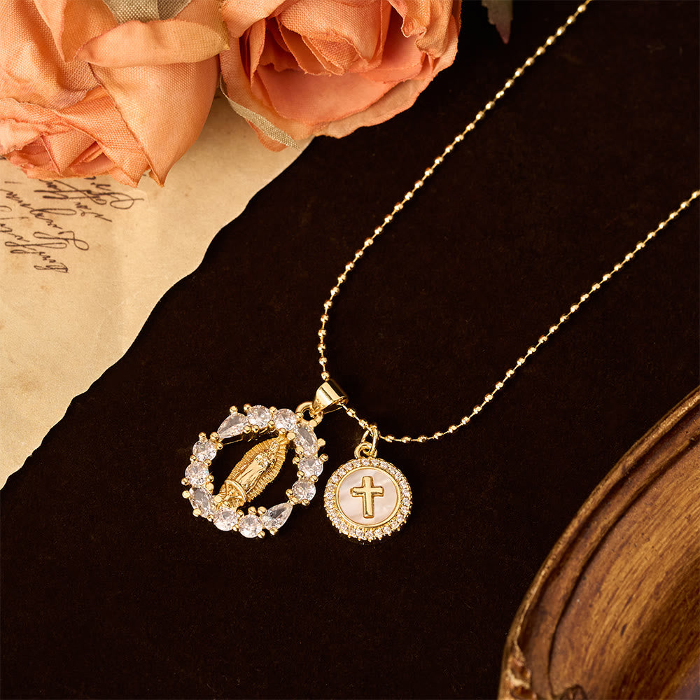 Christianartworkshop Classic Our Lady & Cross CZ Pendant Set: Emblem of Unwavering Devotion - image 2