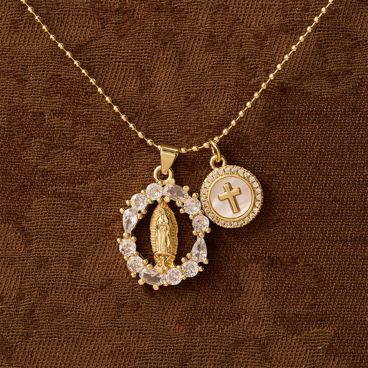 Christianartworkshop Classic Our Lady & Cross CZ Pendant Set: Emblem of Unwavering Devotion - image 3