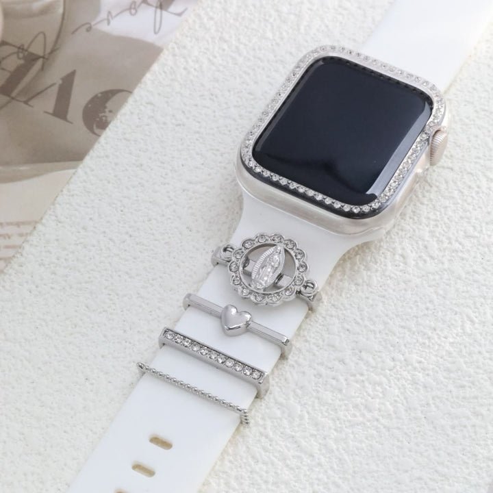 Christianartworkshop Our Lady Zircon iWatch Band Charm Set: Carry the Light of Marian Love - Silver - image 8