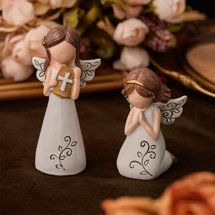 Christianartworkshop Angel with Cross & Prayer Desktop Ornament: Emblem of Devotion, Faith & Heavenly Grace - image 0