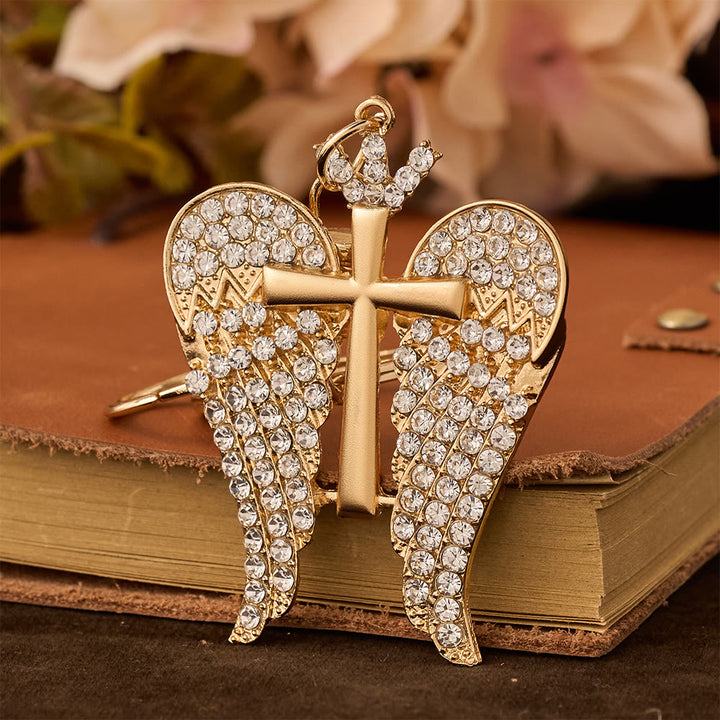 Christianartworkshop Winged Cross CZ Keychain: Trust In The Lord - White Zircon - image 3