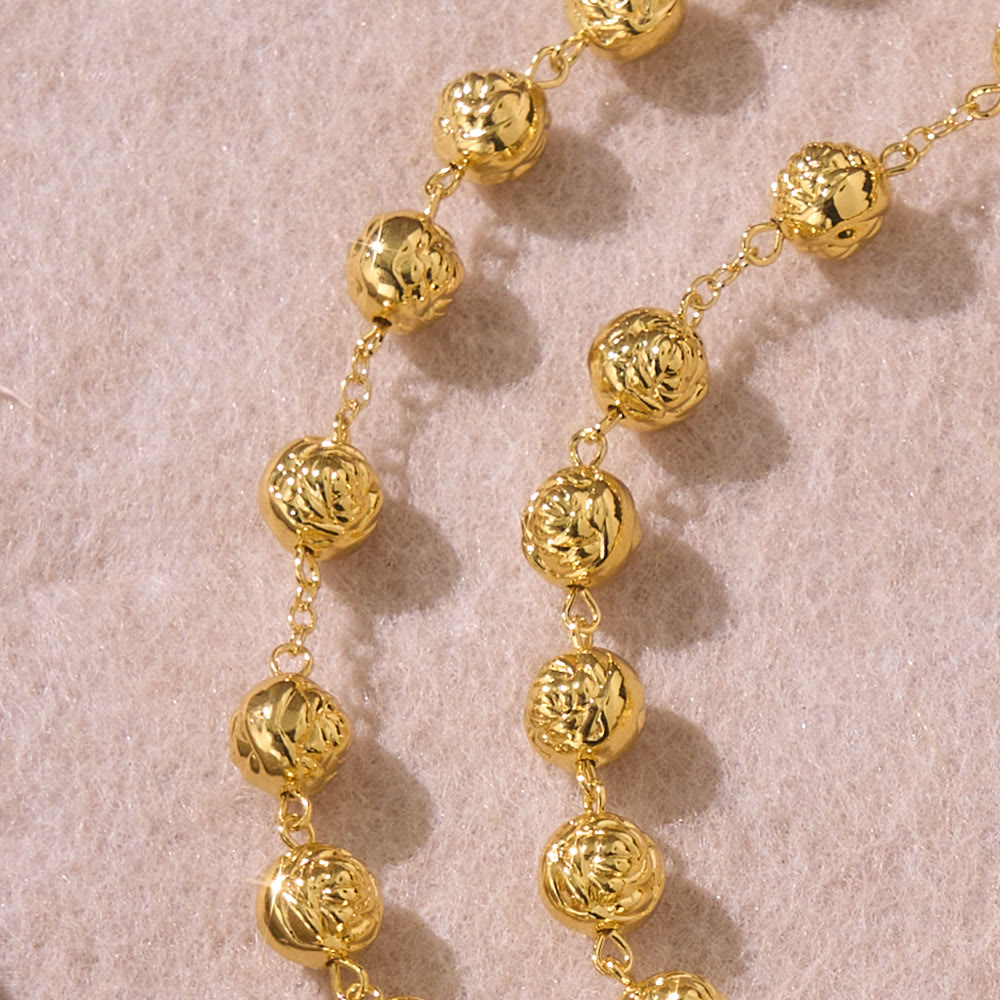 Christianartworkshop Engraved Rose Bead Our Lady Rosary with Crucifix: Symbol of Devout Prayer - image 4